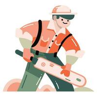 Hand Drawn carpenter character in flat style vector