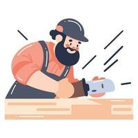 Hand Drawn carpenter character in flat style vector