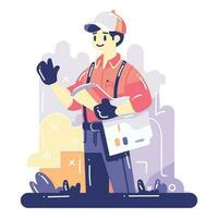 Hand Drawn carpenter character in flat style vector