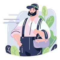 Hand Drawn carpenter character in flat style vector