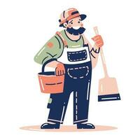 Hand Drawn carpenter character in flat style vector