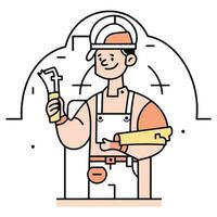 Hand Drawn carpenter character in flat style vector