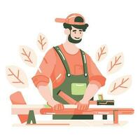 Hand Drawn carpenter character in flat style vector