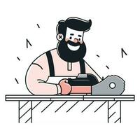 Hand Drawn carpenter character in flat style vector