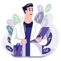 Hand Drawn doctor character in flat style vector