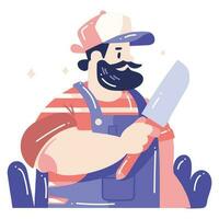 Hand Drawn carpenter character in flat style vector