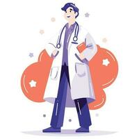 Hand Drawn doctor character in flat style vector