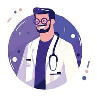 Hand Drawn doctor character in flat style vector