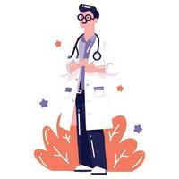 Hand Drawn doctor character in flat style vector