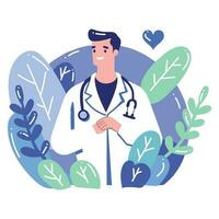 Hand Drawn doctor character in flat style vector