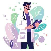 Hand Drawn doctor character in flat style vector