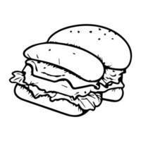 Hand Drawn hamburger in doodle style vector