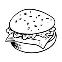 mano dibujado hamburguesa en garabatear estilo vector