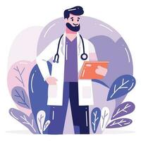 Hand Drawn doctor character in flat style vector