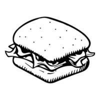 mano dibujado hamburguesa en garabatear estilo vector