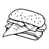 mano dibujado hamburguesa en garabatear estilo vector