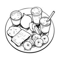 Hand Drawn fast food in doodle style vector