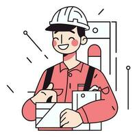 Hand Drawn carpenter character in flat style vector