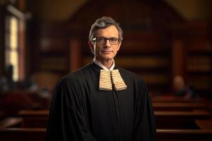 male judge in court with photo