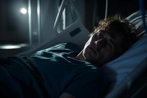 patient lying on the bed in hospital with photo