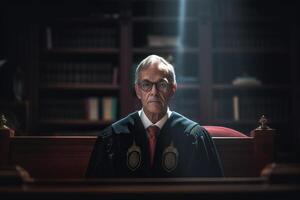 male judge in court with photo