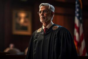 male judge in court with photo