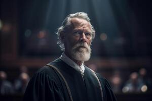 male judge in court with photo