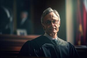 male judge in court with Generative AI photo