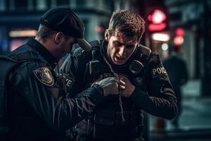 police arresting someone on the street with photo