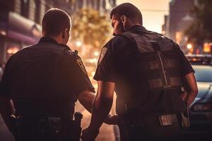 policía llamativo alguien en el calle con generativo ai foto