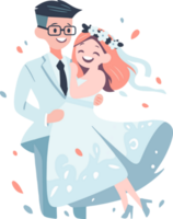 couple with lovely wedding in flat style isolated on background png