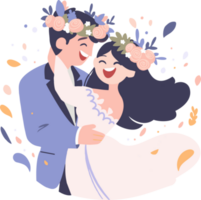 couple with lovely wedding in flat style isolated on background png