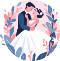 couple with lovely wedding in flat style isolated on background png