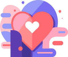 corazón con amor en plano estilo aislado en antecedentes png