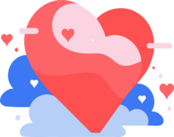 corazón con amor en plano estilo aislado en antecedentes png