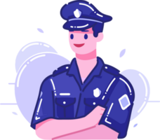 cute policeman in flat style isolated on background png