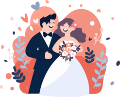 casal com adorável Casamento dentro plano estilo isolado em fundo png