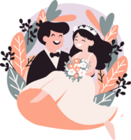 couple with lovely wedding in flat style isolated on background png