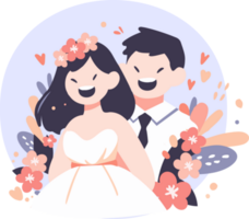 couple with lovely wedding in flat style isolated on background png