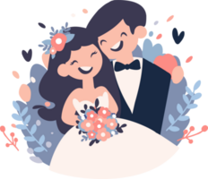 couple with lovely wedding in flat style isolated on background png