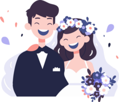 couple with lovely wedding in flat style isolated on background png