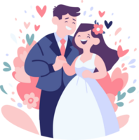 couple with lovely wedding in flat style isolated on background png