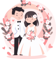 couple with lovely wedding in flat style isolated on background png