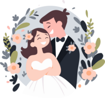 casal com adorável Casamento dentro plano estilo isolado em fundo png