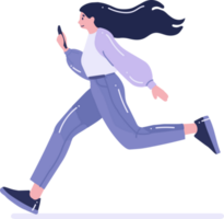 teenage woman walking or running in flat style isolated on background png