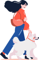 teenage girl with cute dog in flat style isolated on background png