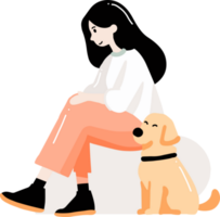 teenage girl with cute dog in flat style isolated on background png