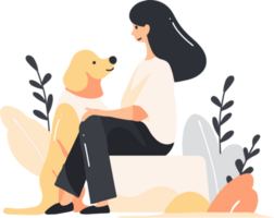 teenage girl with cute dog in flat style isolated on background png