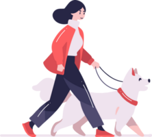 teenage girl with cute dog in flat style isolated on background png