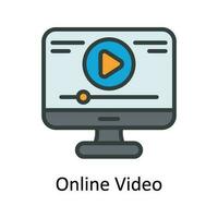 Online Video Vector   Fill outline  Icon Design illustration. Digital Marketing  Symbol on White background EPS 10 File